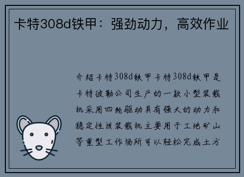 卡特308d铁甲：强劲动力，高效作业